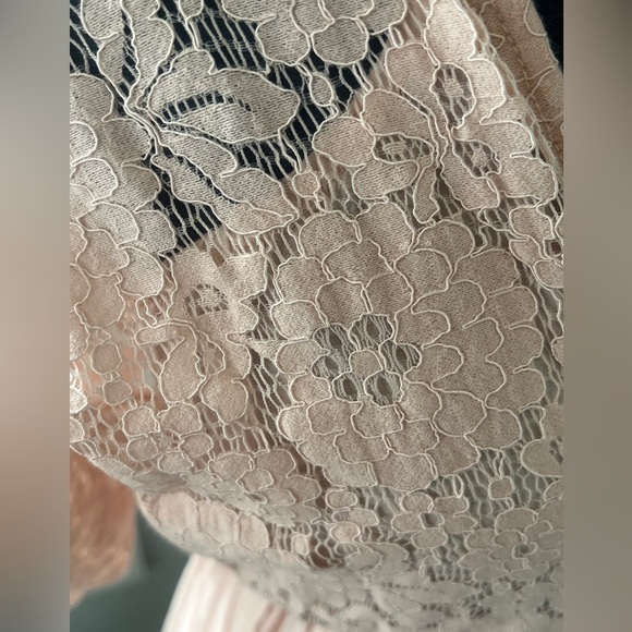 Aakaa Womens Juniors Sz A Mini Lace Boho Pale Pink  V-Neck Kaftan Mini Dress - Picture 8 of 16